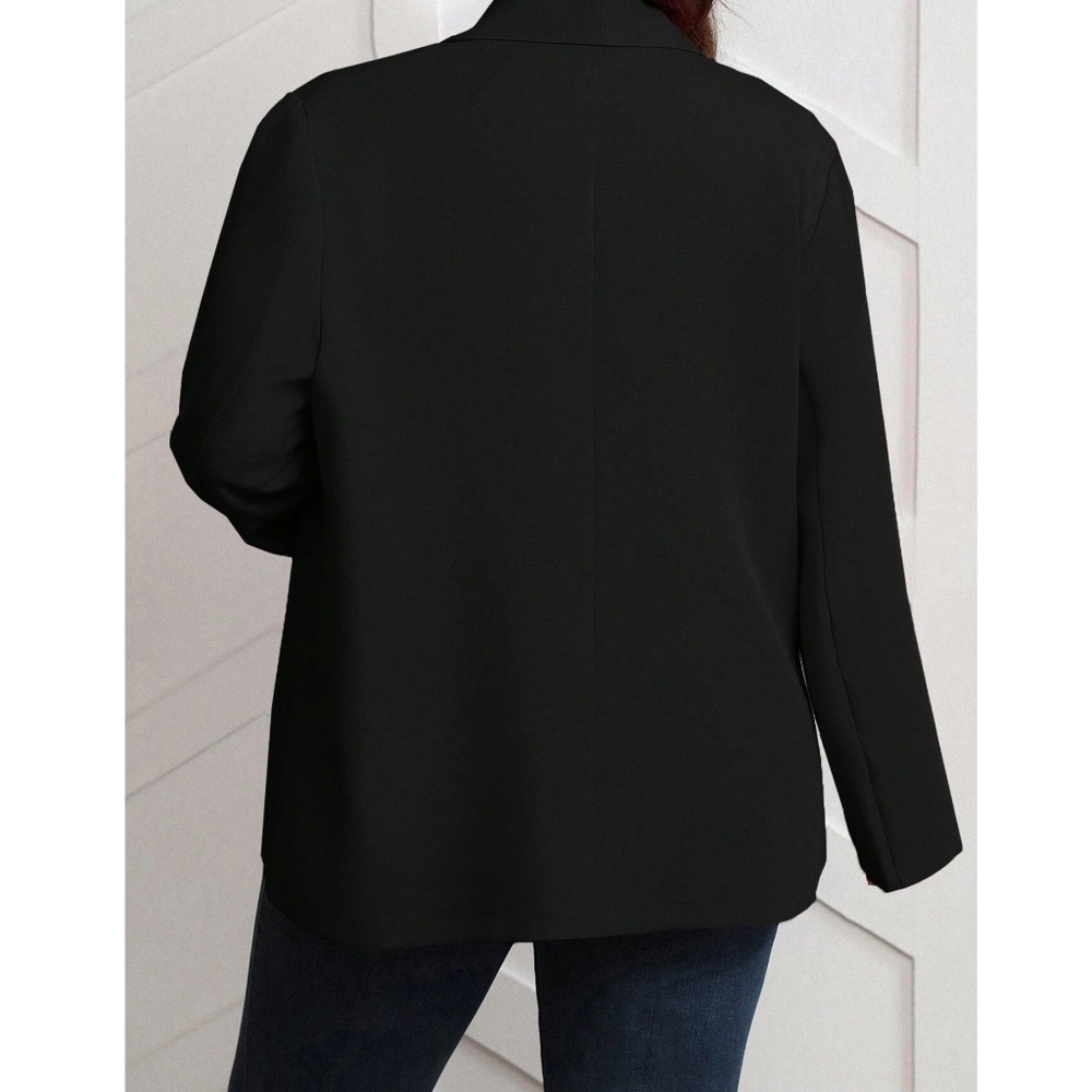 Plus Classic Solid Open Front Jacket Blazer - Picture 6 of 6
